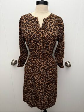 Old Navy Leopard Print Long Sleeve Dress - Brown/Black Medium